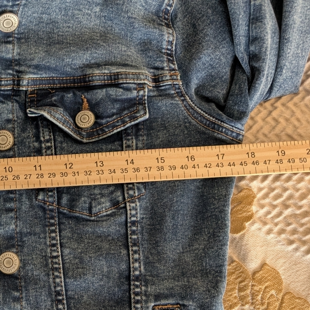 Aeropostale Womens Size S Denim Jean Jacket Blue Distressed - Picture 5 of 6